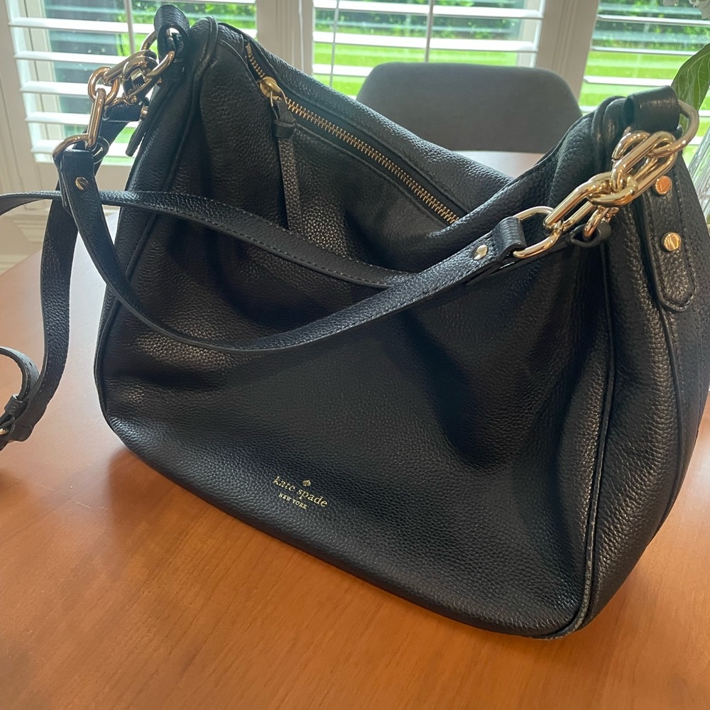 Kate Spade Black Shoulder Bag with Gold Accents